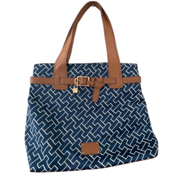 TOMMY HILFIGER BAG BLUE GOLD BROWN NWOT - Picture 10 of 10